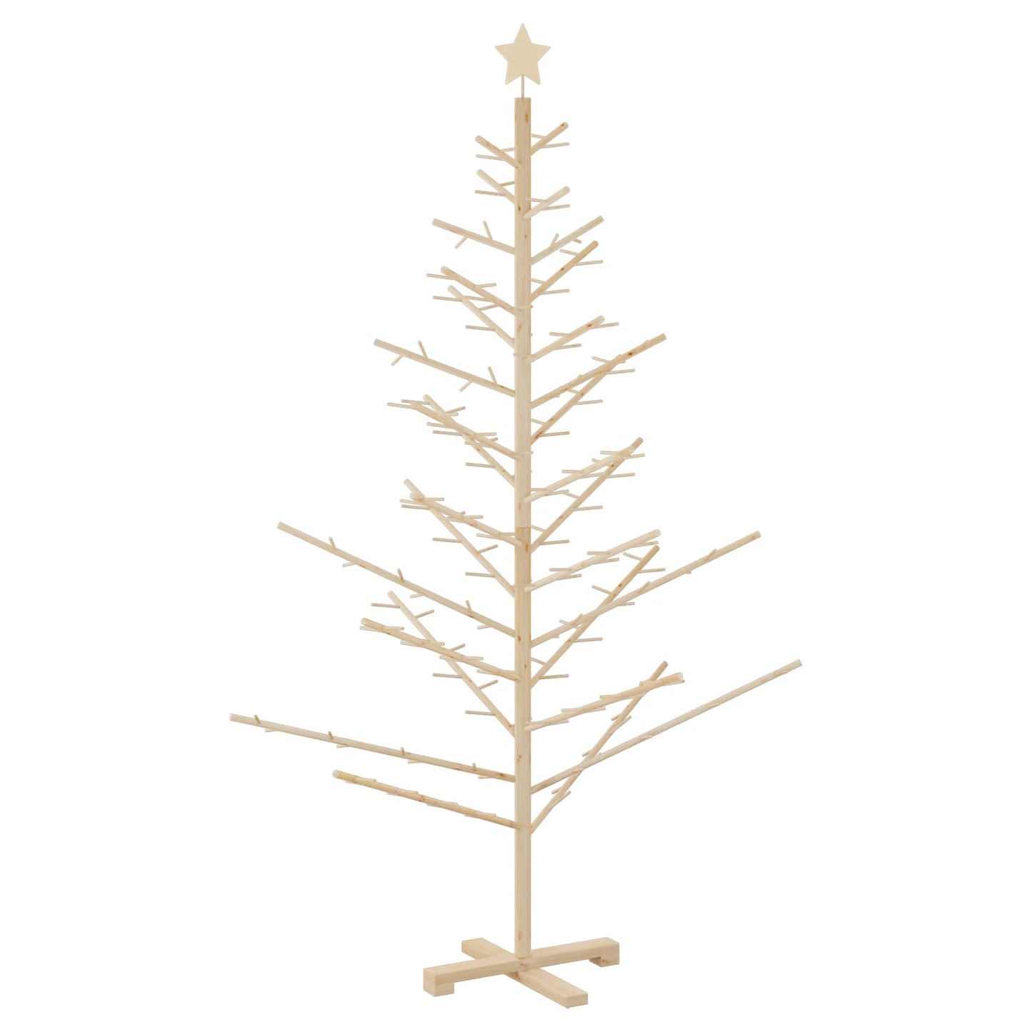 Wooden Christmas Tree with Stand Natural 180 cm Solid pine wood