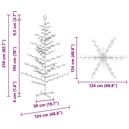 Wooden Christmas Tree with Stand Natural 210 cm Solid pine wood