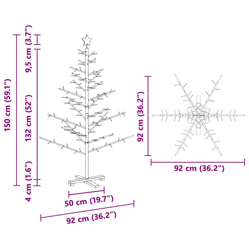 Wooden Christmas Tree with Stand Brown 150 cm Solid pine wood