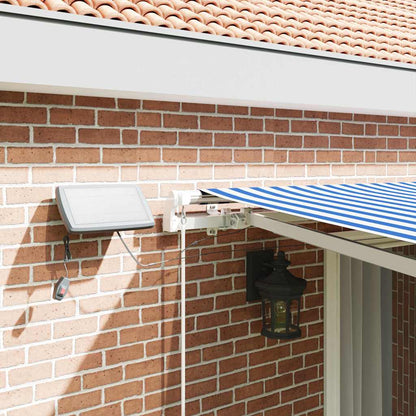 Retractable Awning Blue and white 4.5 x 3 m Fabric and metal