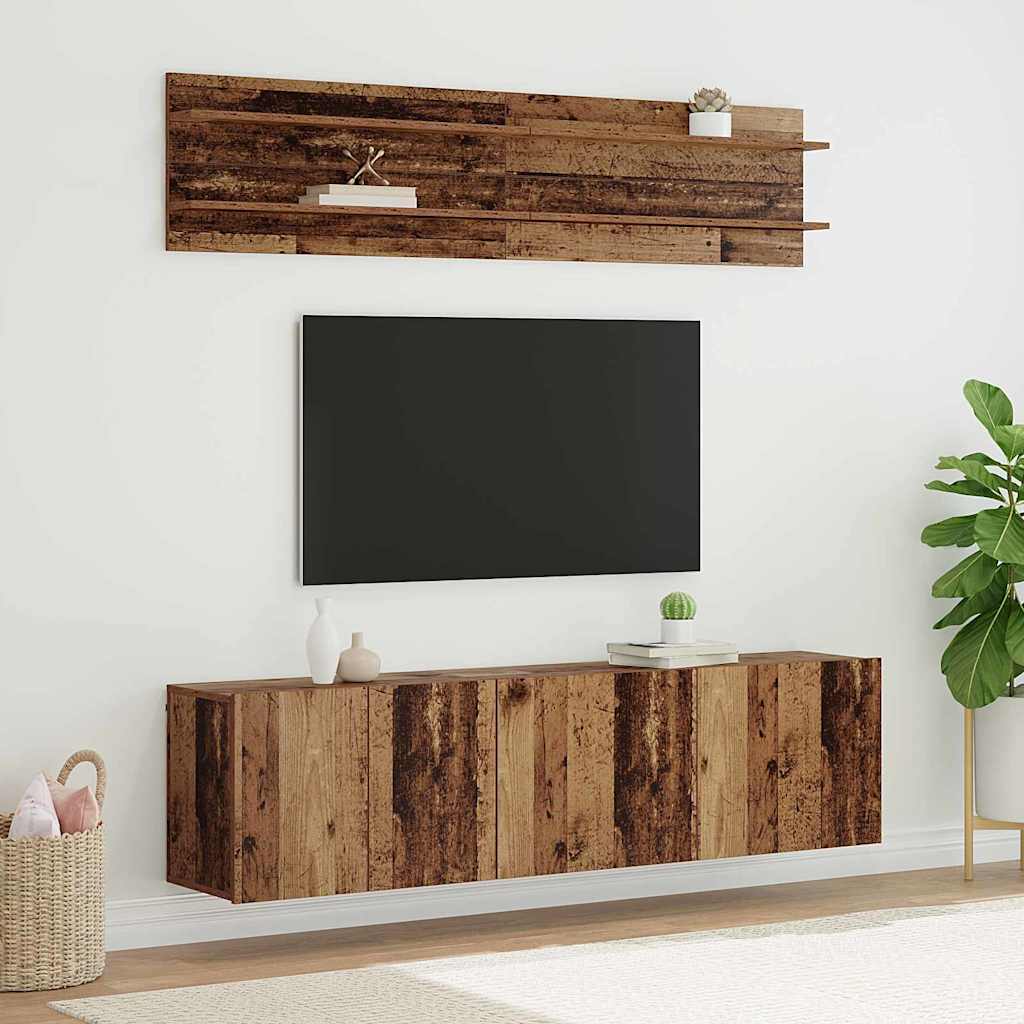 TV Units Wall-mounted 6 pcs Old wood Engineered wood