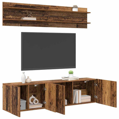 TV Units Wall-mounted 6 pcs Old wood Engineered wood