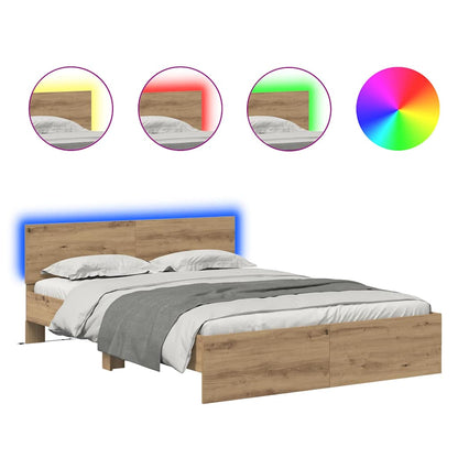 Bed Frame Artisan Oak 135 x 190 cm Engineered Wood