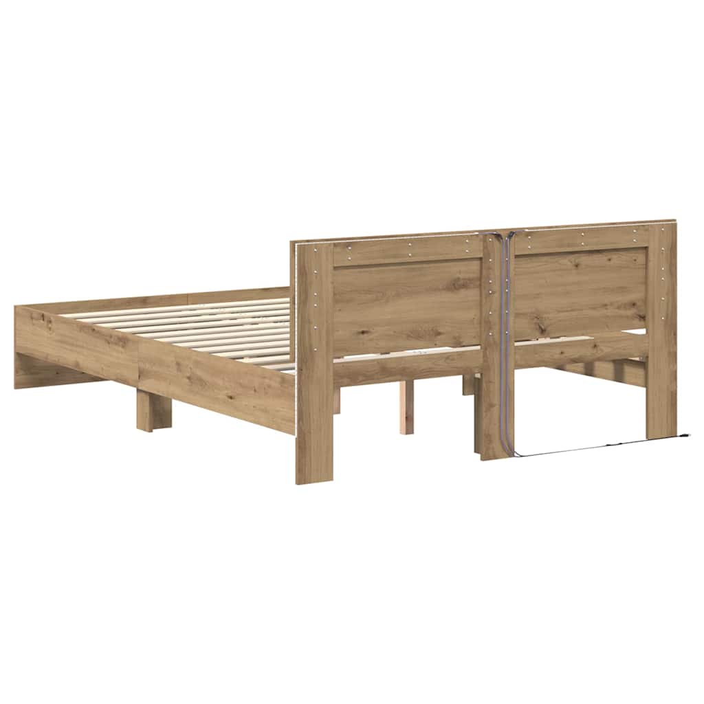 Bed Frame Artisan Oak 135 x 190 cm Engineered Wood