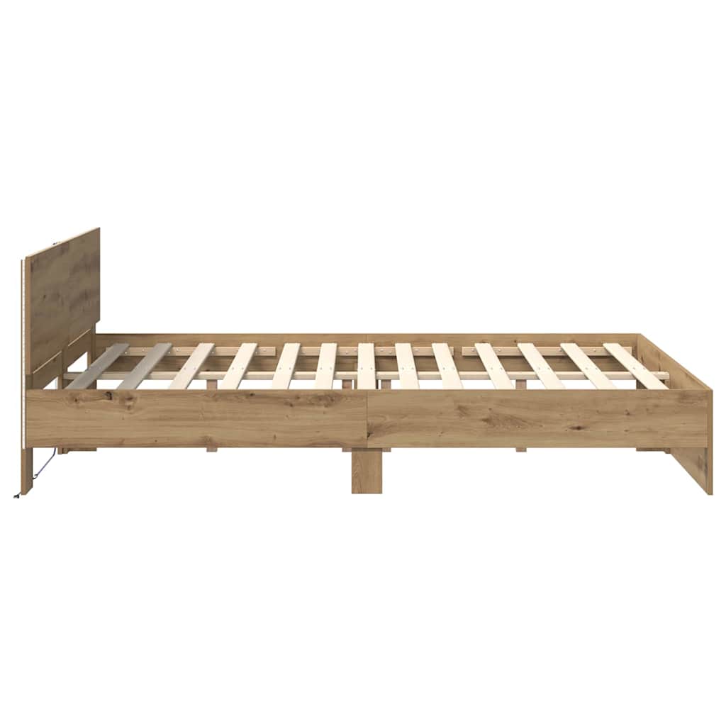 Bed Frame Artisan Oak 135 x 190 cm Engineered Wood