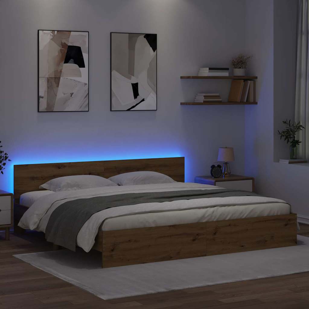 Bed Frame Artisan Oak 180 x 200 cm Engineered Wood