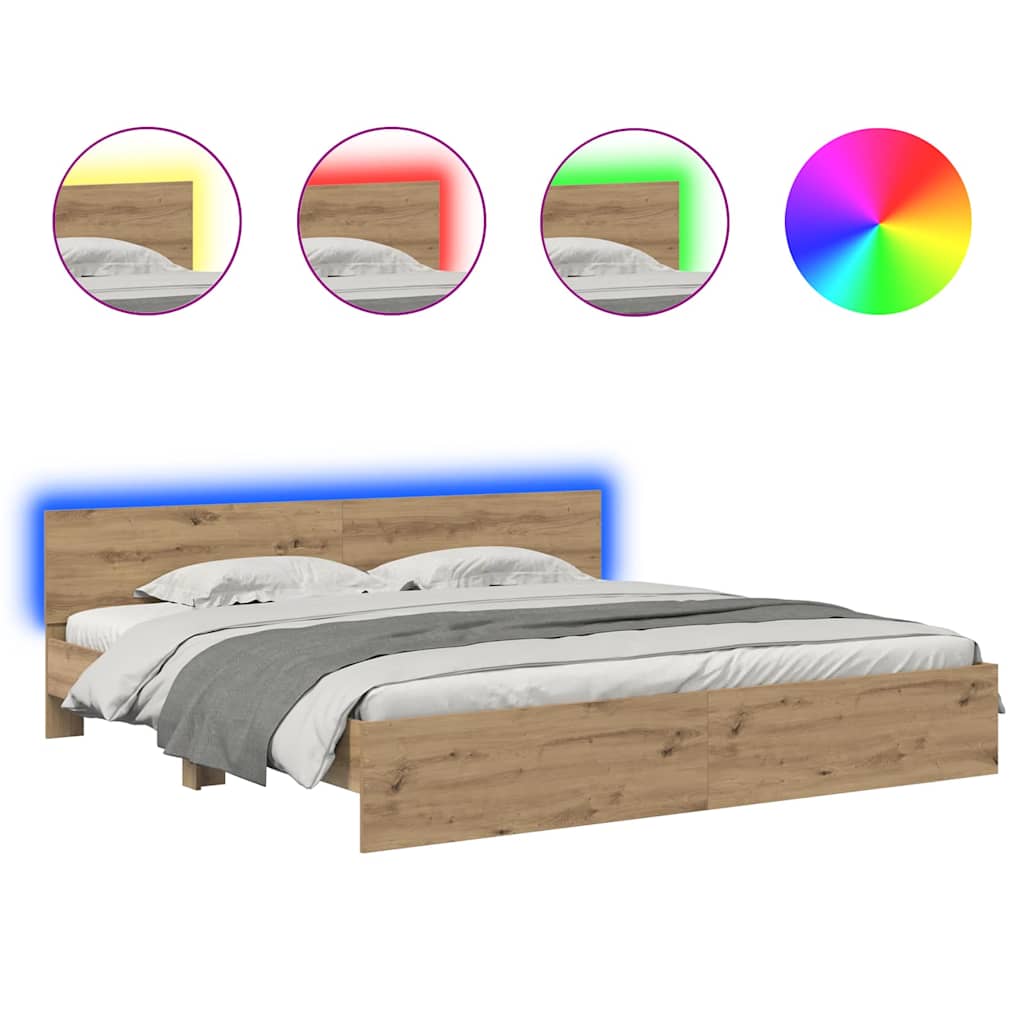 Bed Frame Artisan Oak 180 x 200 cm Engineered Wood