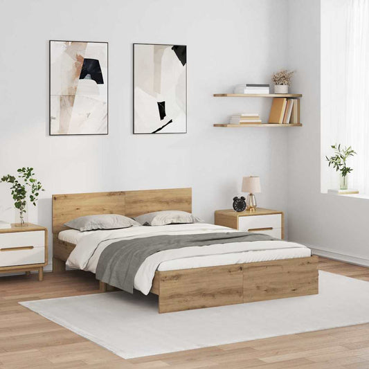 Bed Frame Artisan Oak 140 x 200 cm Engineered Wood