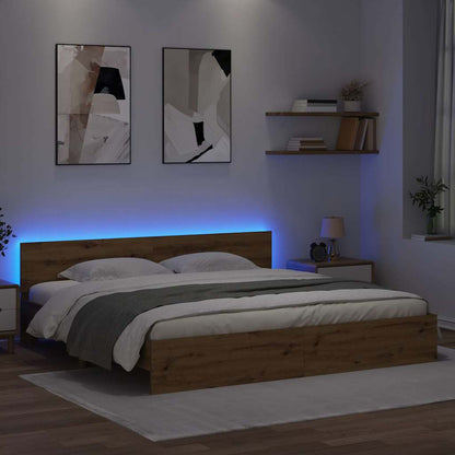 Bed Frame Artisan Oak 200 x 200 cm Engineered Wood