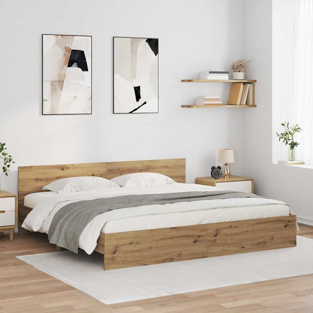 Bed Frame Artisan Oak 200 x 200 cm Engineered Wood