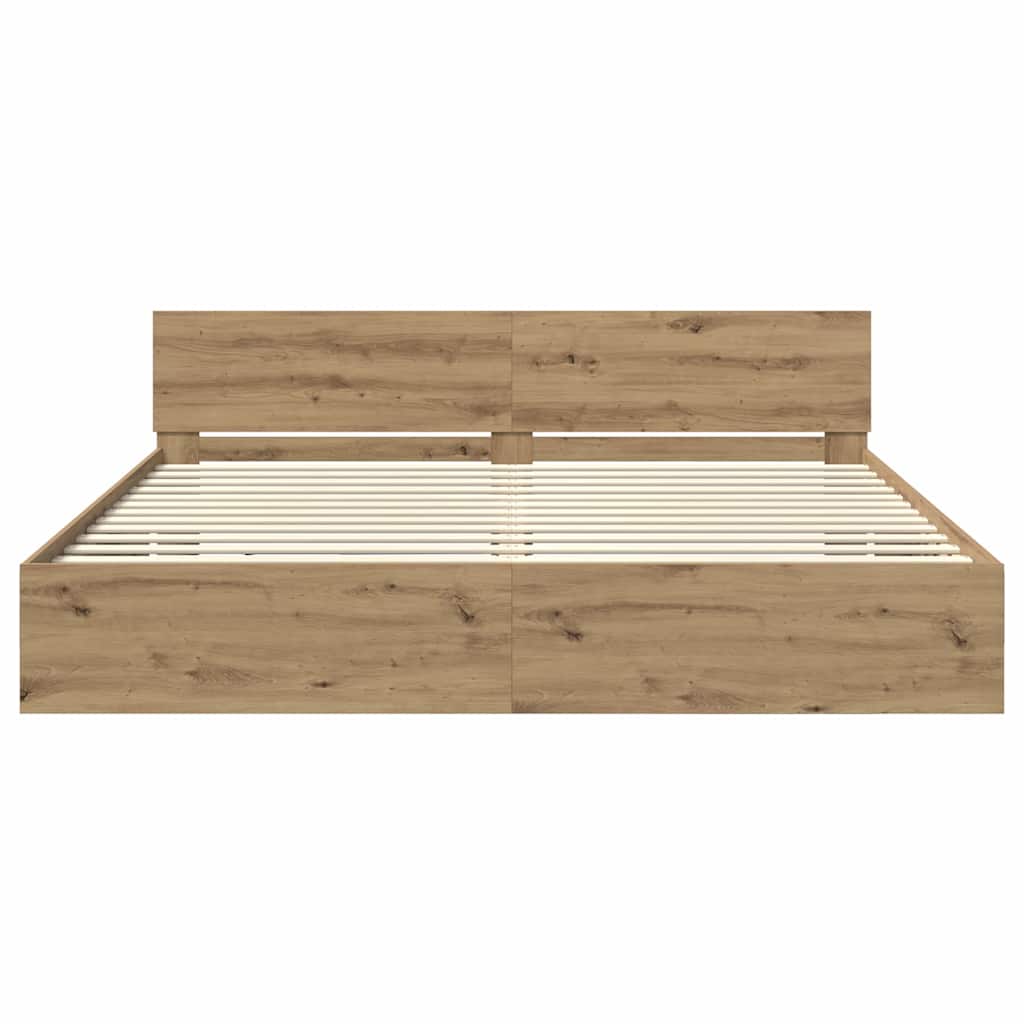 Bed Frame Artisan Oak 200 x 200 cm Engineered Wood