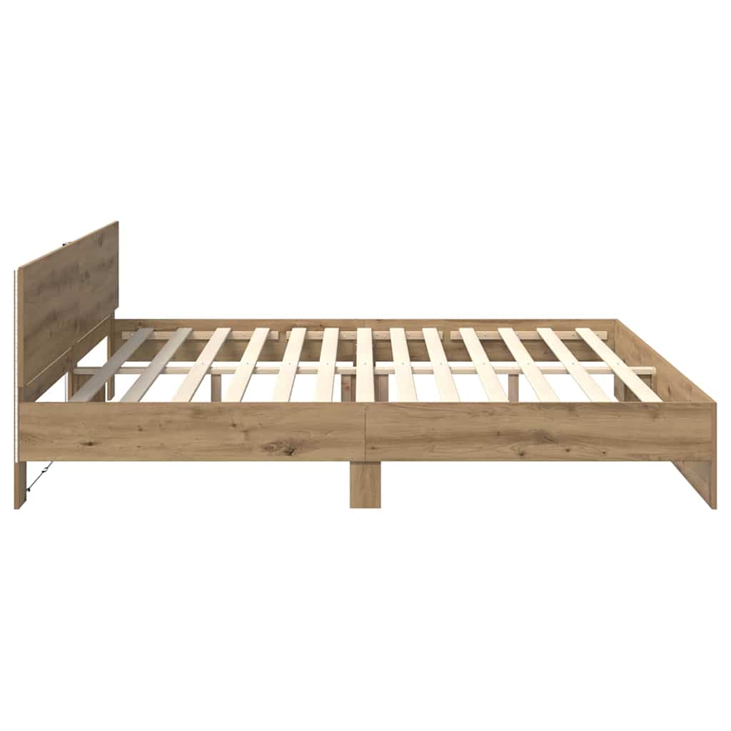 Bed Frame Artisan Oak 200 x 200 cm Engineered Wood