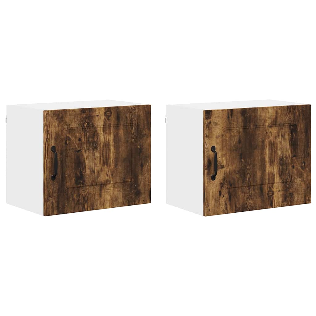 Kitchen Wall Cabinet with Door 2 pcs Smoked Oak 50 x 31 x 40 cm