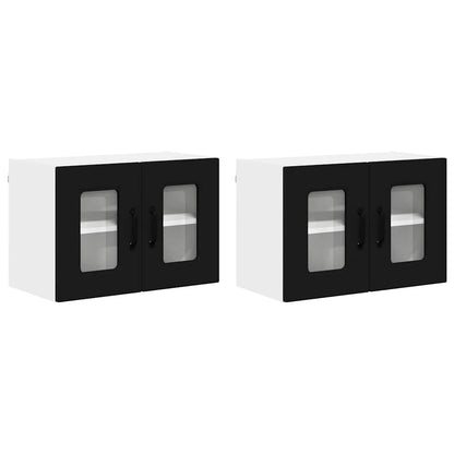 Kitchen Wall Cabinet with Shelf 2 pcs Black 60 x 31 x 40 cm
