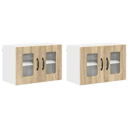 Kitchen Wall Cabinet with Door 2 pcs Sonoma Oak 60 x 31 x 40 cm