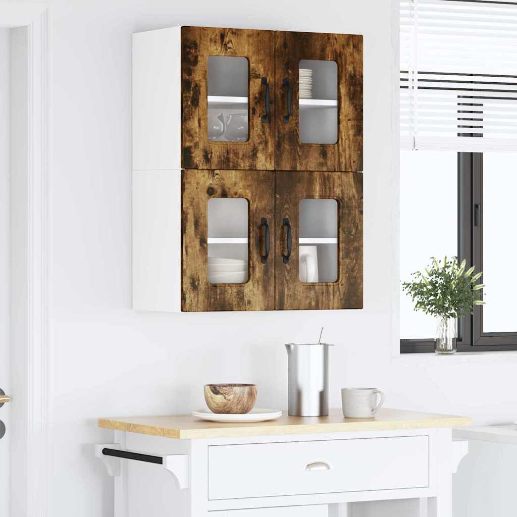 Kitchen Wall Cabinet with Door 2 pcs Smoked Oak 60 x 31 x 40 cm