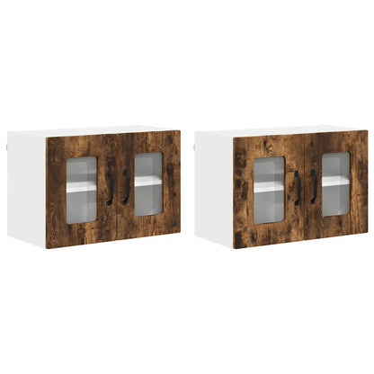 Kitchen Wall Cabinet with Door 2 pcs Smoked Oak 60 x 31 x 40 cm