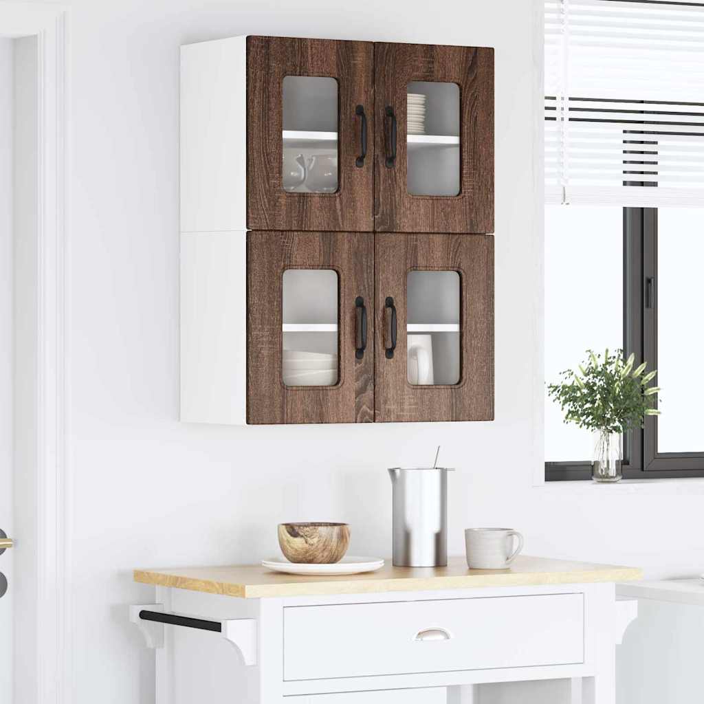 Kitchen Wall Cabinet with Shelf 2 pcs Brown Oak 60 x 31 x 40 cm