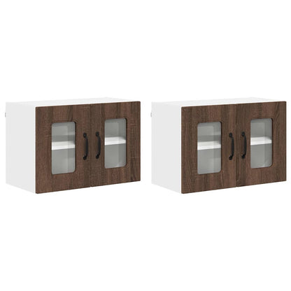 Kitchen Wall Cabinet with Shelf 2 pcs Brown Oak 60 x 31 x 40 cm