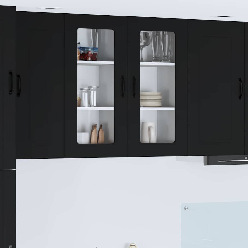 Kitchen Wall Cabinet with Shelf 2 pcs Black 40 x 31 x 80 cm
