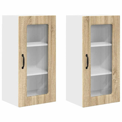 Kitchen Wall Cabinet with Door 2 pcs Sonoma Oak 40 x 31 x 80 cm
