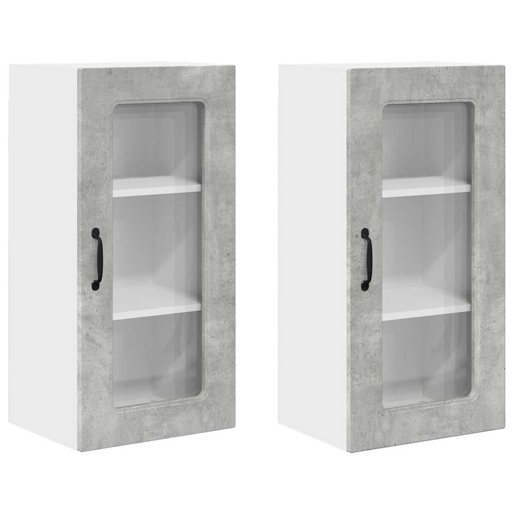 Kitchen Wall Cabinet 2 pcs Concrete Grey 40 x 31 x 80 cm