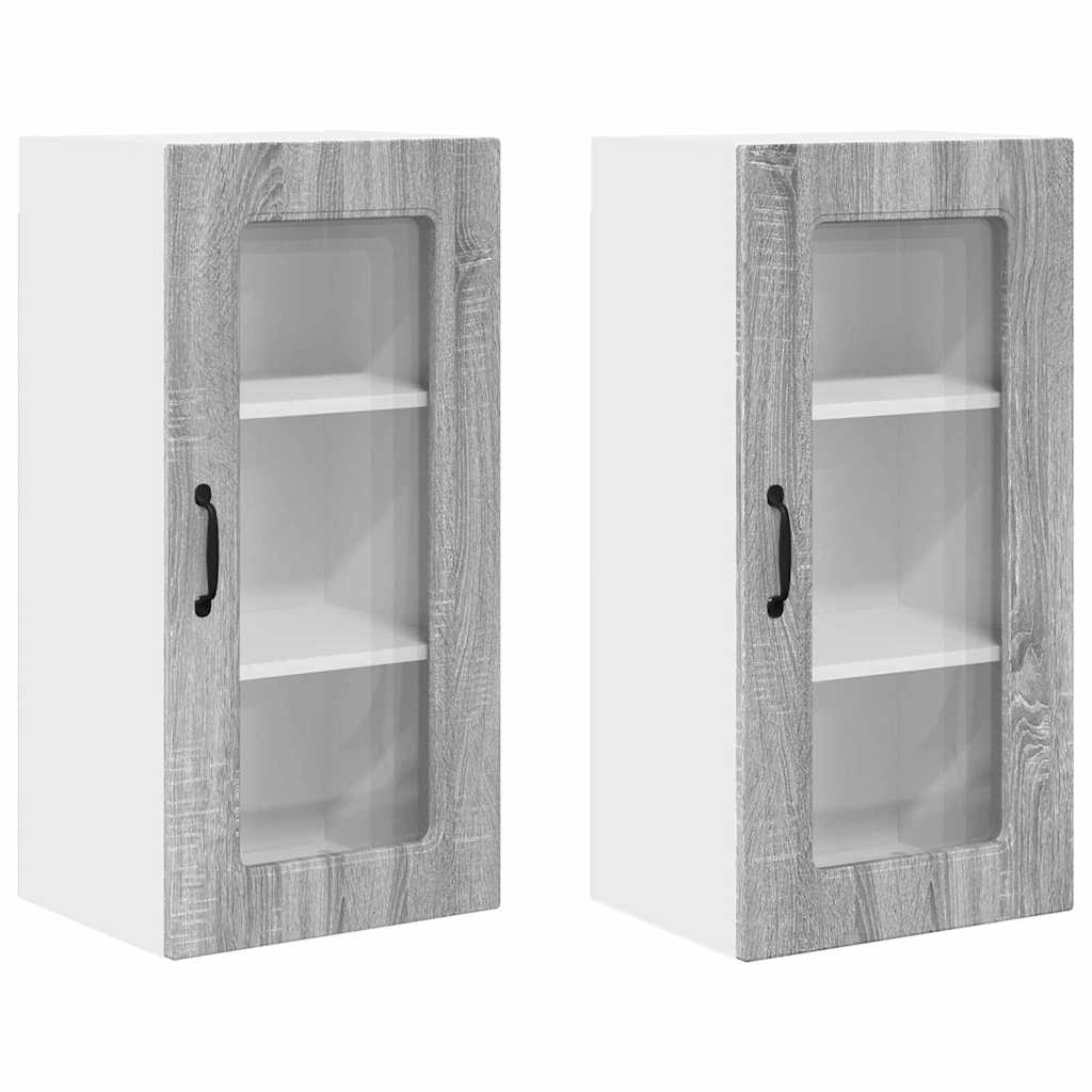 Kitchen Wall Cabinet 2 pcs Grey Sonoma 40 x 31 x 80 cm