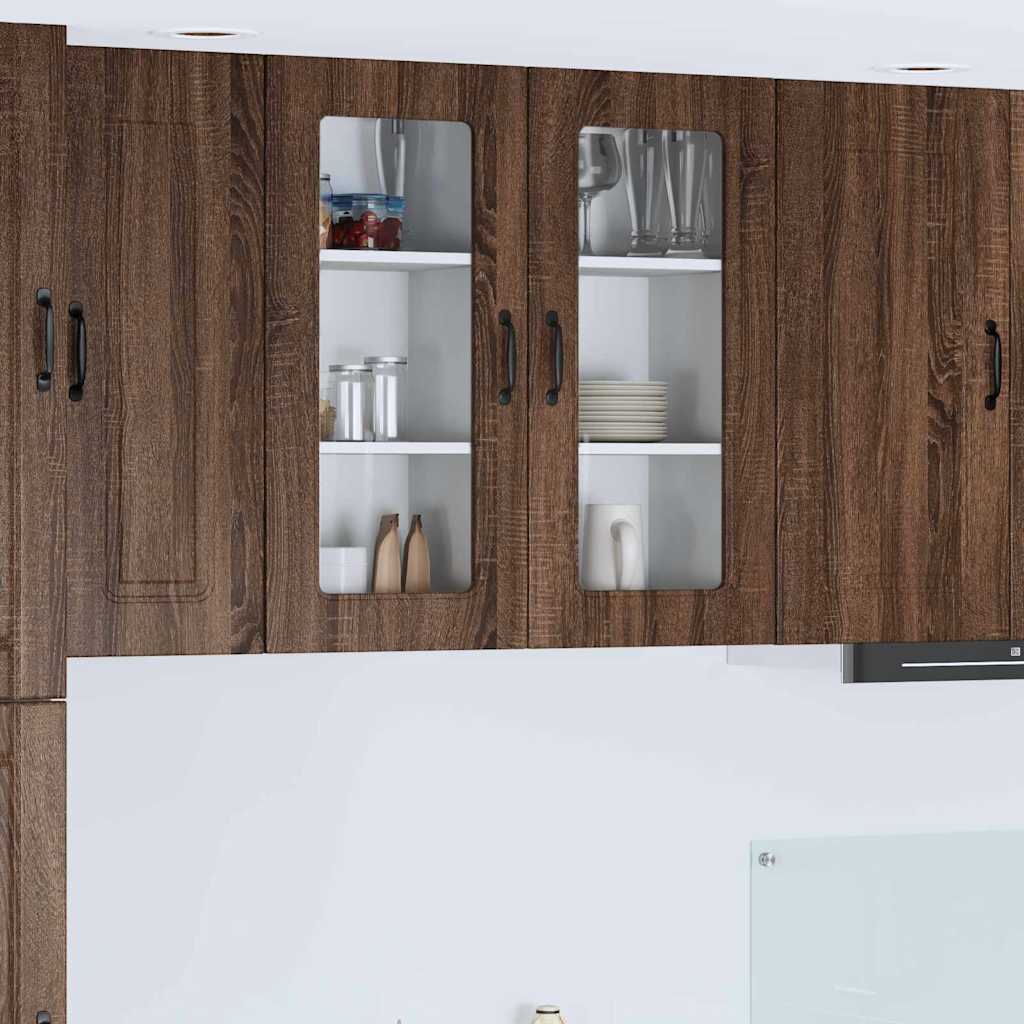 Kitchen Wall Cabinet with Shelf 2 pcs Brown Oak 40 x 31 x 80 cm