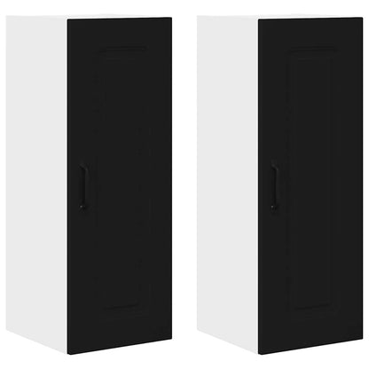 Kitchen Wall Cabinet with Shelf 2 pcs Black 30 x 31 x 80 cm