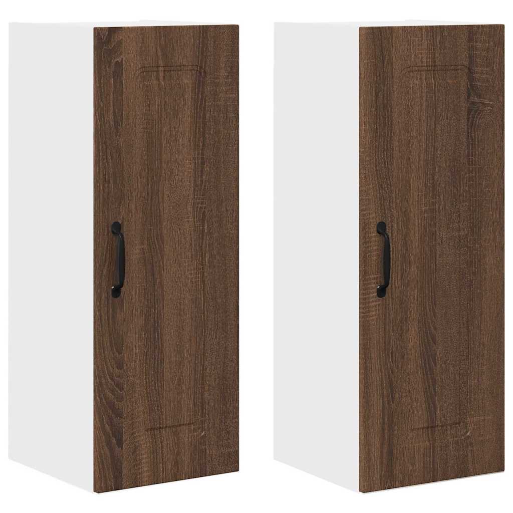 Kitchen Wall Cabinet with Shelf 2 pcs Brown Oak 30 x 31 x 80 cm