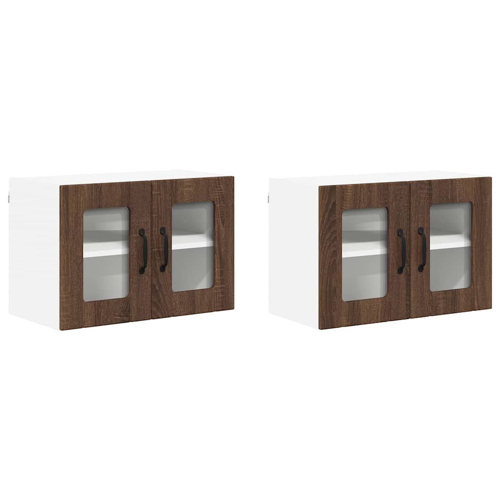 Kitchen Wall Cabinets with Door 2 pcs Brown Oak 60 x 31 x 40 cm