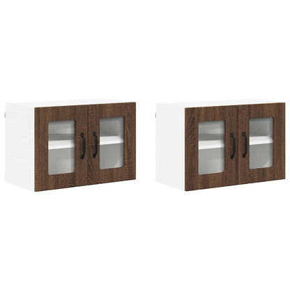 Kitchen Wall Cabinets with Door 2 pcs Brown Oak 60 x 31 x 40 cm