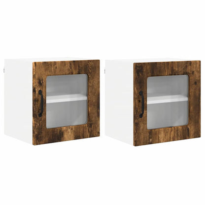 Kitchen Wall Cabinet with Door 2 pcs Smoked Oak 40 x 31 x 40 cm