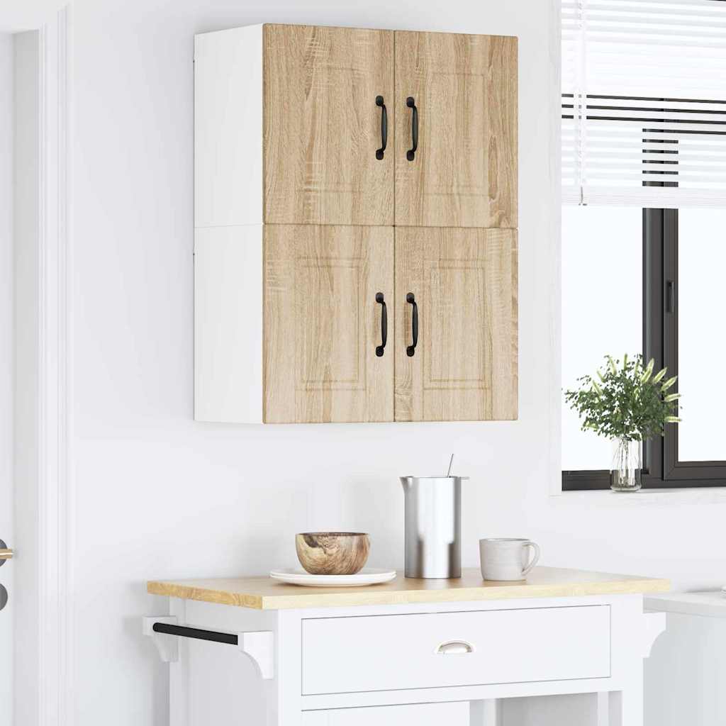 Kitchen Wall Cabinet with Door 2 pcs Sonoma Oak 60 x 31 x 40 cm