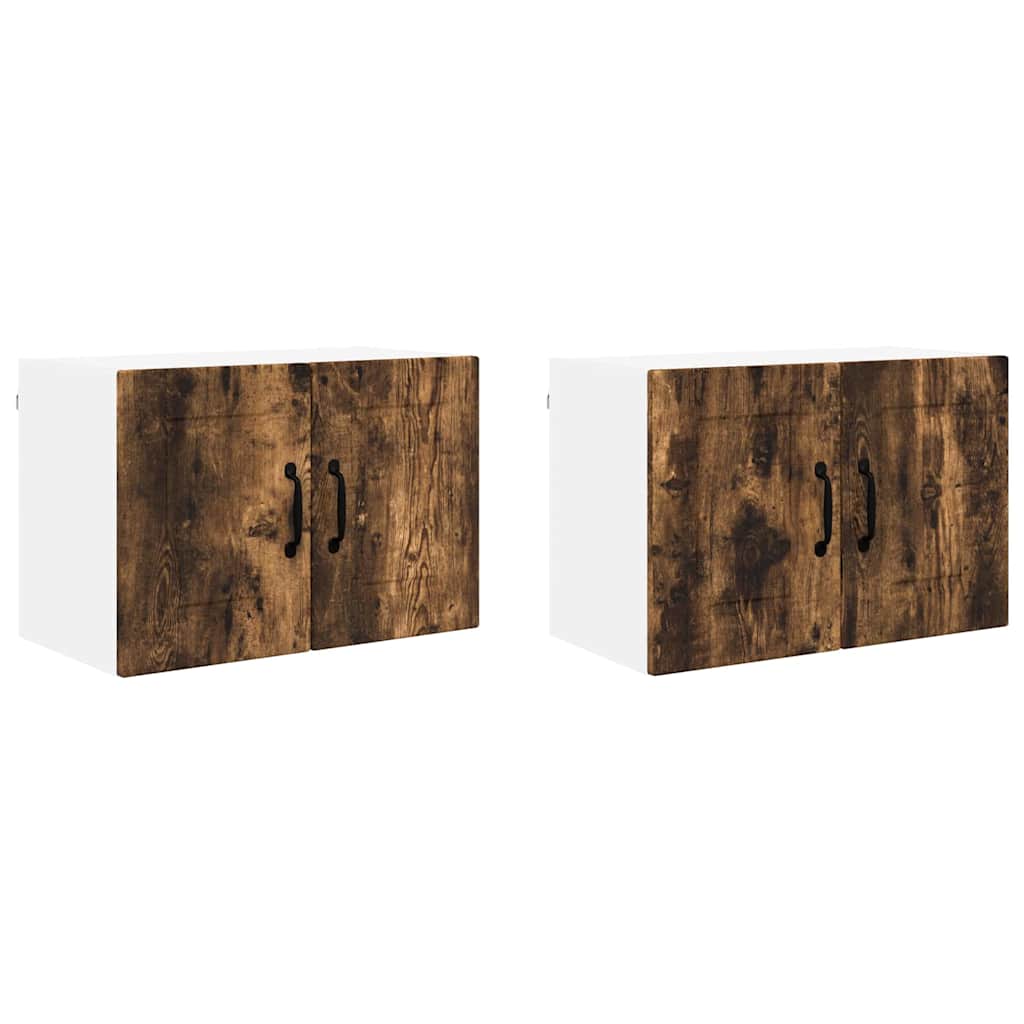 Kitchen Wall Cabinet with Door 2 pcs Smoked Oak 60 x 31 x 40 cm