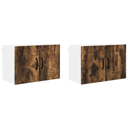 Kitchen Wall Cabinet with Door 2 pcs Smoked Oak 60 x 31 x 40 cm