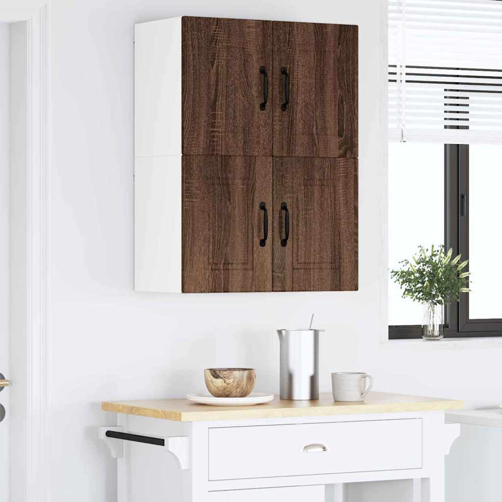 Kitchen Wall Cabinet with Shelf 2 pcs Brown Oak 60 x 31 x 40 cm
