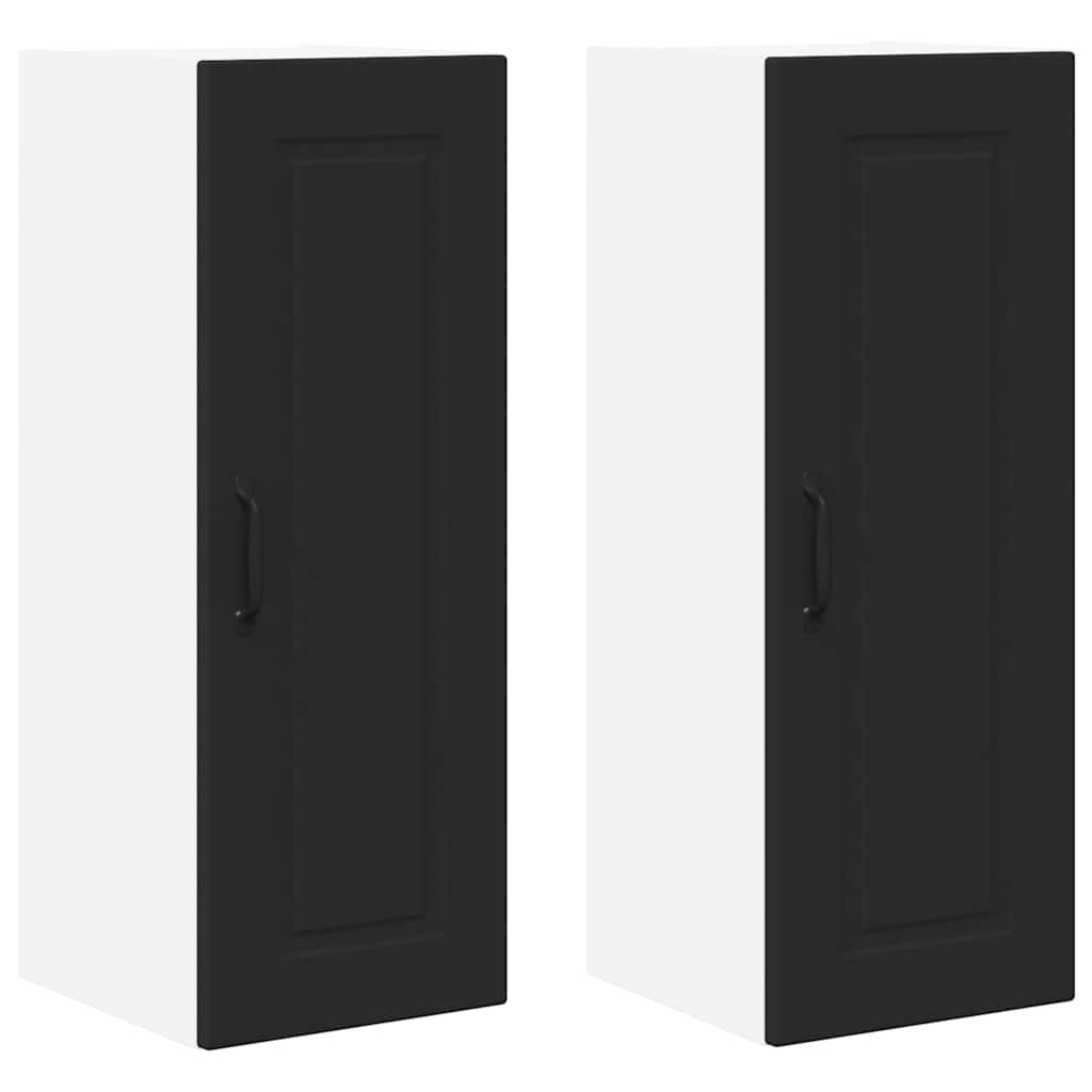 Kitchen Wall Cabinet with Shelf 2 pcs Black 30 x 31 x 80 cm