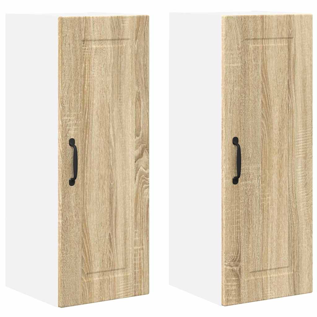 Kitchen Wall Cabinet with Door 2 pcs Sonoma Oak 30 x 31 x 80 cm