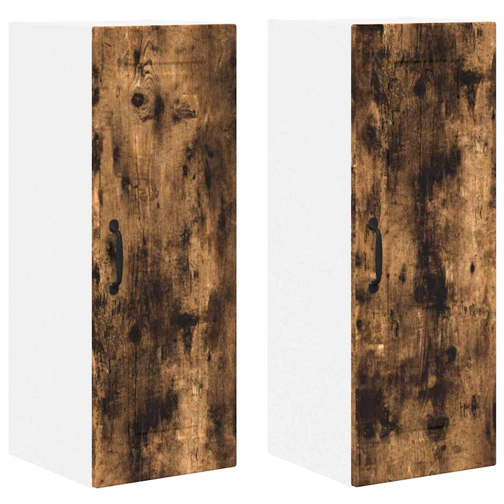 Kitchen Wall Cabinet with Door 2 pcs Smoked Oak 30 x 31 x 80 cm