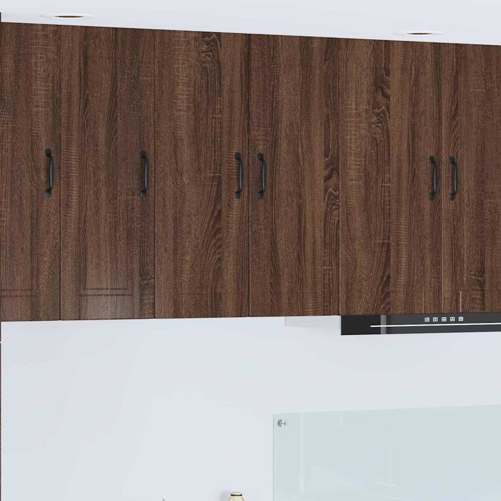 Kitchen Wall Cabinet with Shelf 2 pcs Brown Oak 30 x 31 x 80 cm
