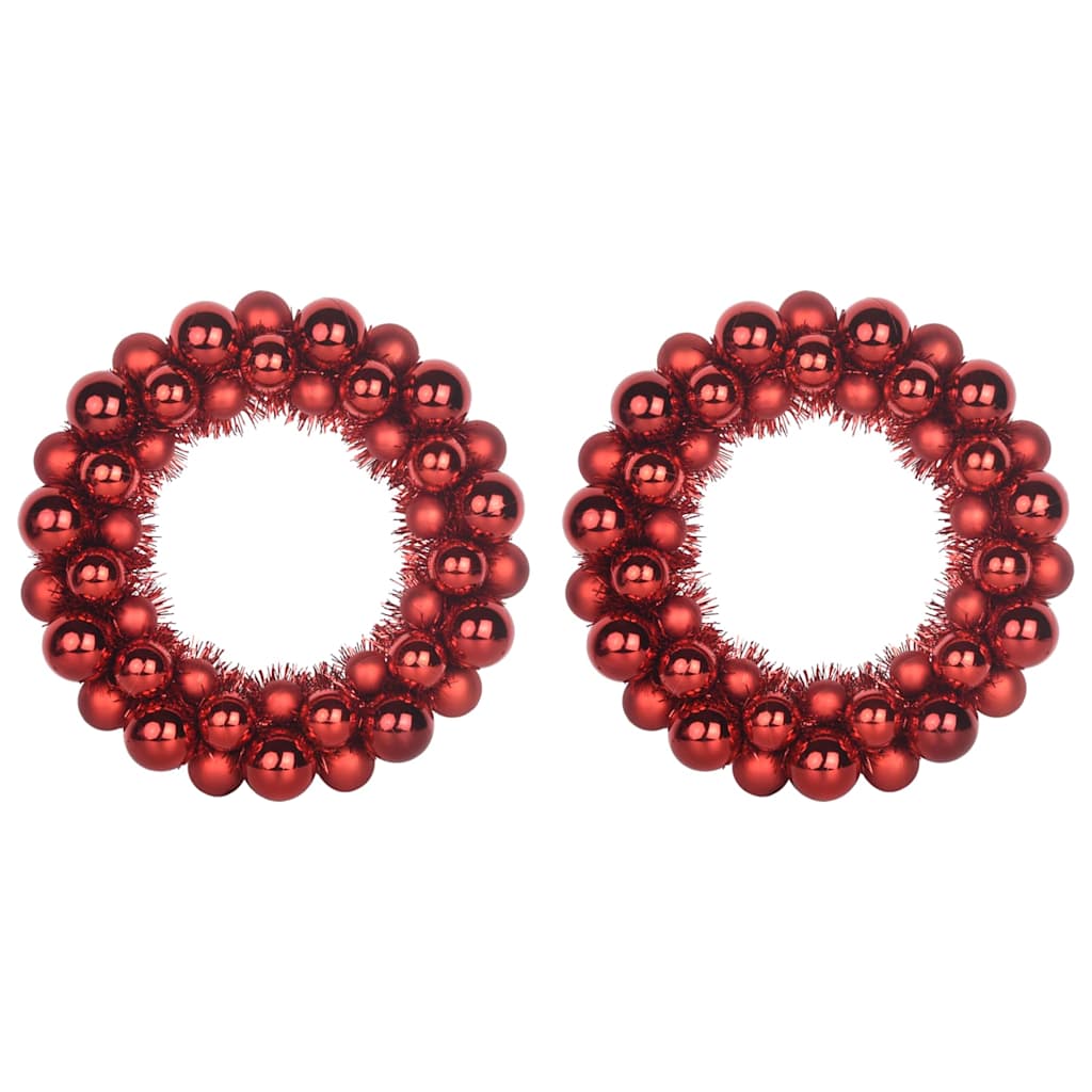 Christmas Ball Wreathes 2 pcs Red 33 x 33 x 7 cm Polystyrene