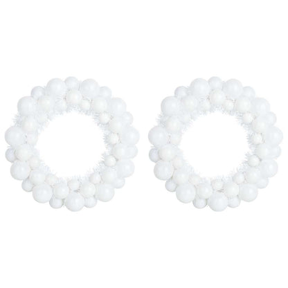Christmas Ball Wreathes 2 pcs White 33 x 33 x 7 cm Polystyrene