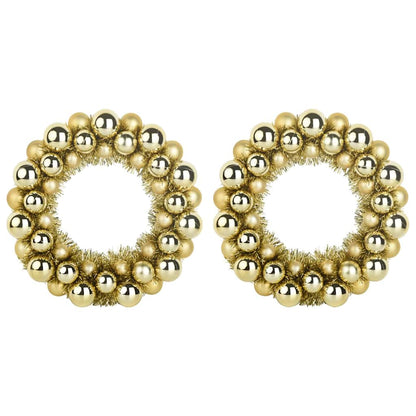 Christmas Ball Wreathes 2 pcs Gold 33 x 33 x 7 cm Polystyrene