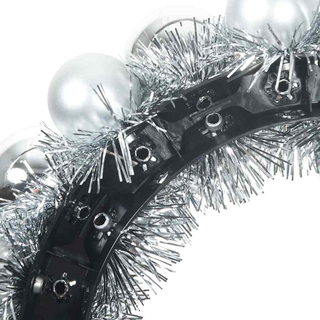 Christmas Ball Wreathes 2 pcs Silver 33 x 33 x 7 cm Polystyrene