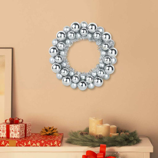 Christmas Ball Wreathes 2 pcs Silver 33 x 33 x 7 cm Polystyrene