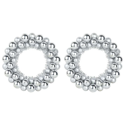 Christmas Ball Wreathes 2 pcs Silver 33 x 33 x 7 cm Polystyrene