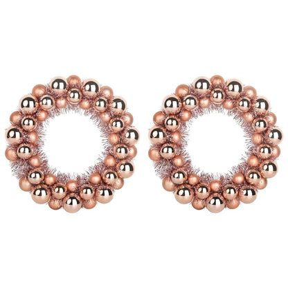 Christmas Ball Wreathes 2 pcs Rose Gold 33 x 33 x 7 cm