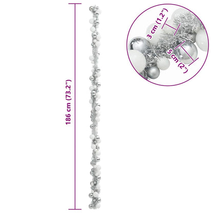 Christmas Ball Garland White and Silver 186 cm Polystyrene