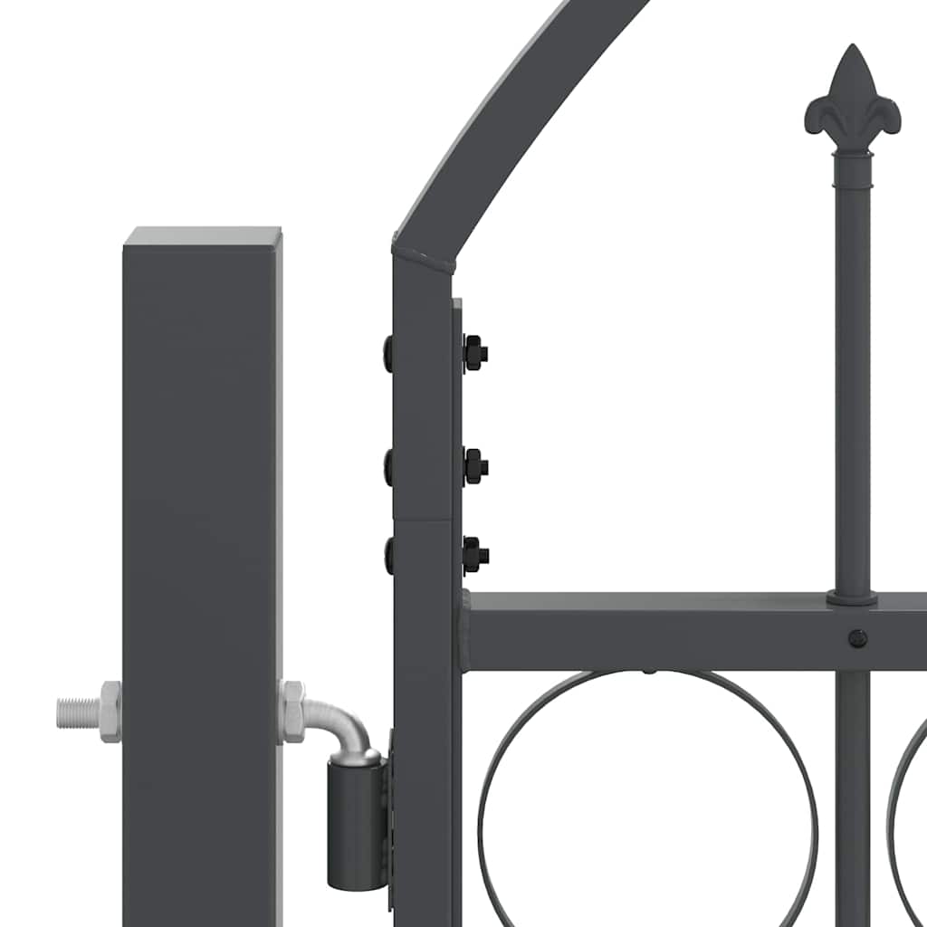 Garden Fence Gate with Arched Top Grey 4 x 1.25 m Steel